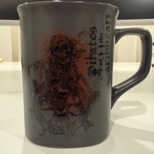 Disney Parks Pirates of the Caribbean Coffee Mug Gray Skeleton At Ships Wheel
